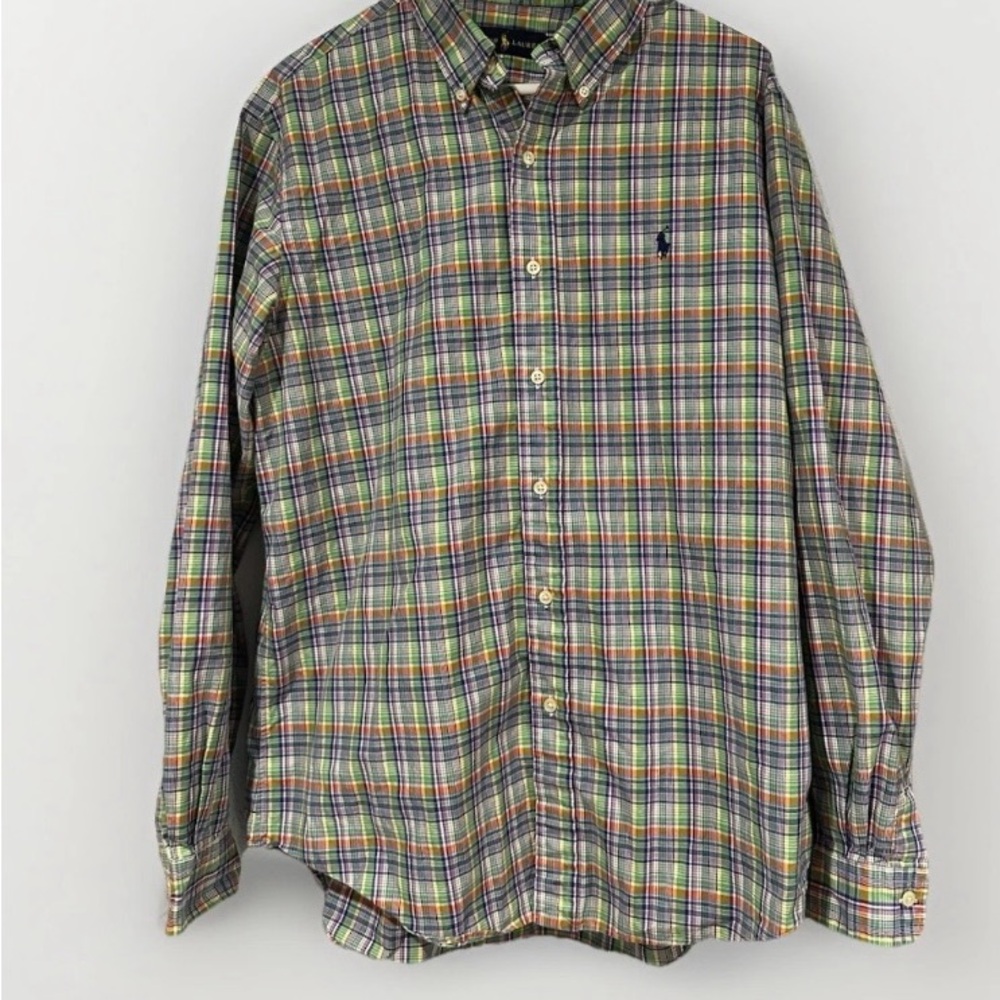 Ralph Lauren Men’s Colorful Plaid Long Sleeve Button Down Shirt Size Large